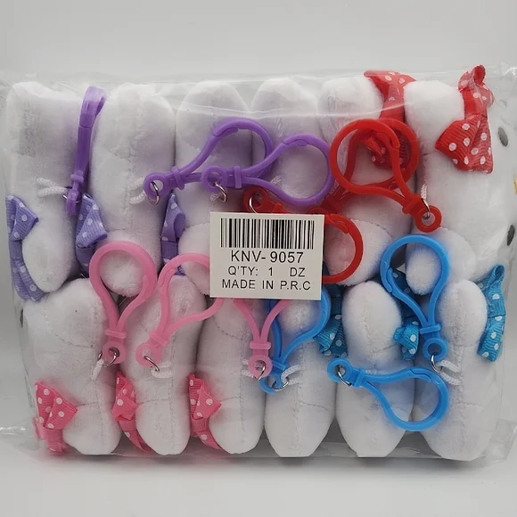 Hello Kitty  PlushPink , Blue. Red, And Purple Bag Charms . 12 Pieces - Picture 4 of 8